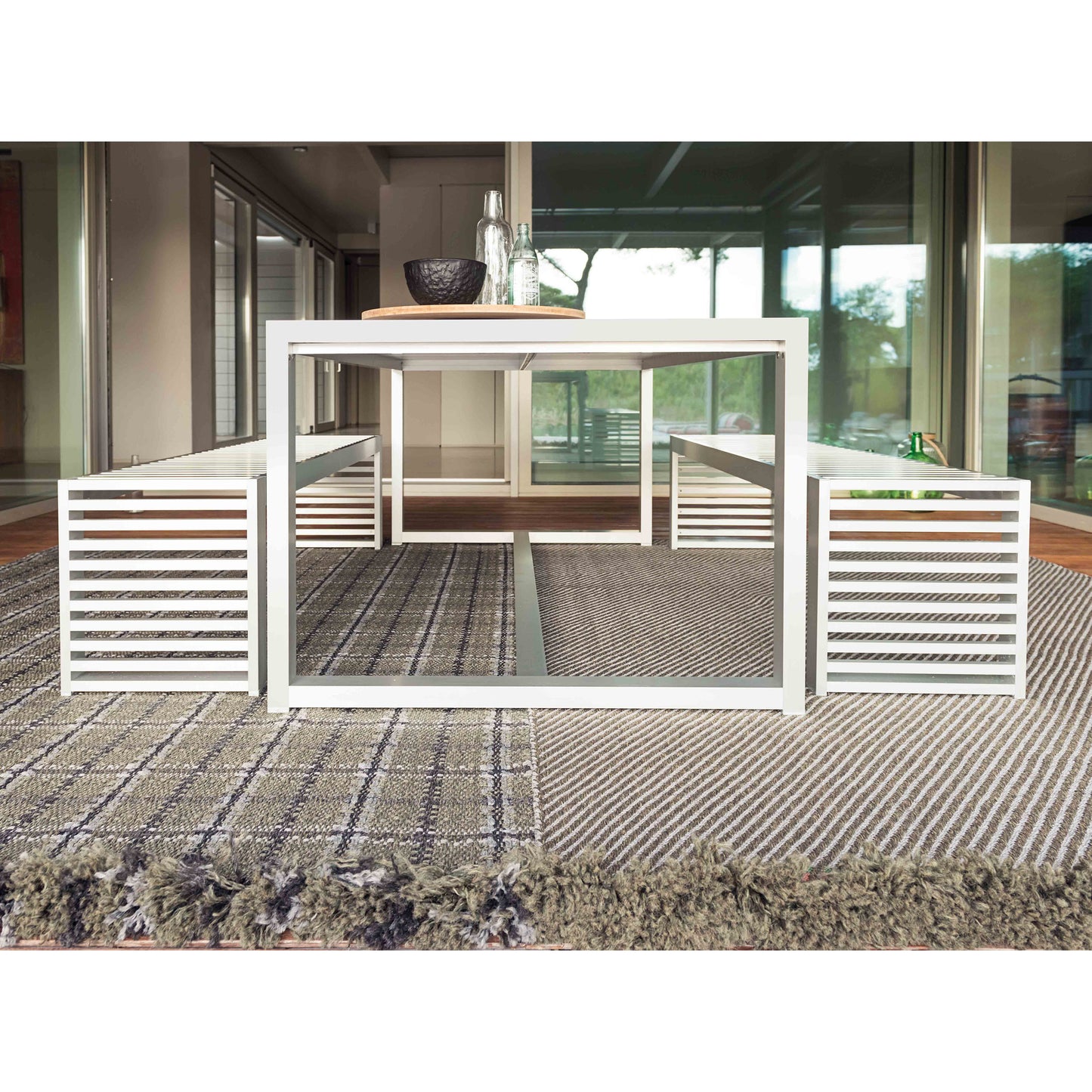 GAN Garden Layers PET Diagonal Rug, Aloe Grey (various sizes)